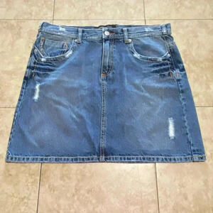 London Jean Y2K Denim Mini Skirt Distress